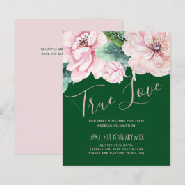 Hübsche Rosa Blumengrün Blätter Hochzeitbudget