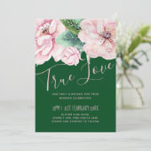 Hübsche Rosa Blumengrün Blätter Hochzeitbudget (Stehend Vorderseite)