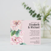 Hübsche Rosa Blumengrün Blätter Hochzeitbudget (Stehend Vorderseite)