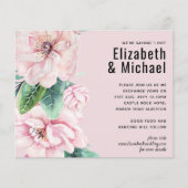 Hübsche Rosa Blumengrün Blätter Hochzeitbudget (Vorderseite)