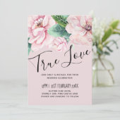 Hübsche Rosa Blumengrün Blätter Hochzeitbudget (Stehend Vorderseite)