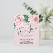 Hübsche Rosa Blumengrün Blätter Hochzeitbudget (Stehend Vorderseite)