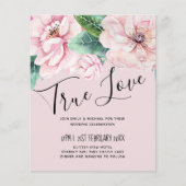 Hübsche Rosa Blumengrün Blätter Hochzeitbudget (Vorderseite)