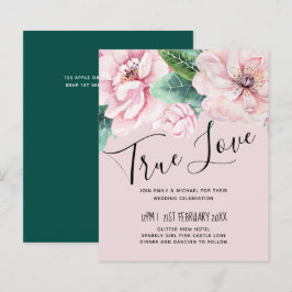 Hübsche Rosa Blumengrün Blätter Hochzeitbudget