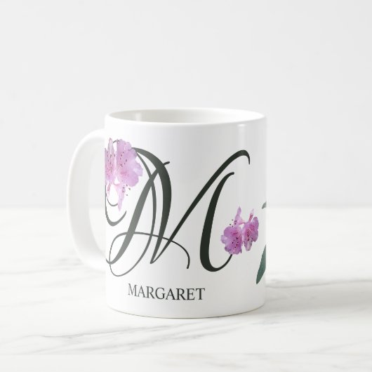 Hübsche Rosa-Blumenmädchen mit dem Namen Margaret Kaffeetasse (Vorderseite Links)