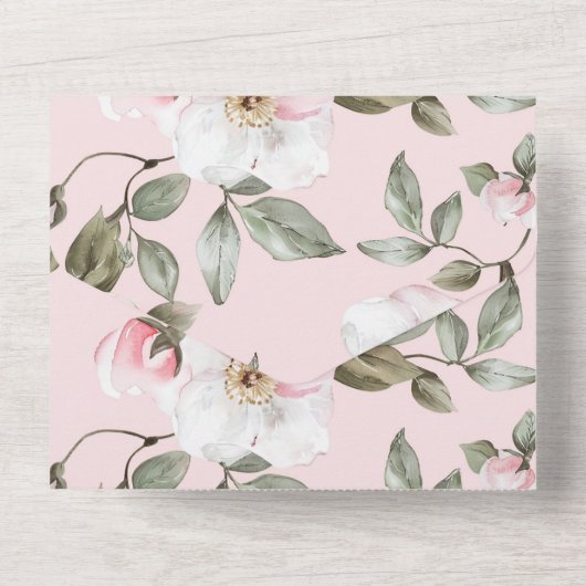 Hübsche Rosa-Blumenzehen All In One Einladung (Rückseite)