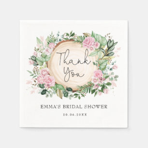 Hübsche rosa Blush-Blumen-Grünzeug-Junggesellinnen Serviette