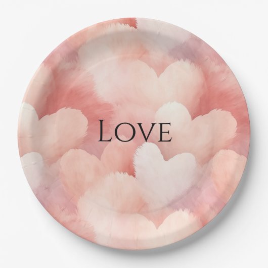 Hübsche Rosa Blush Liebe Pappteller (Vorderseite)