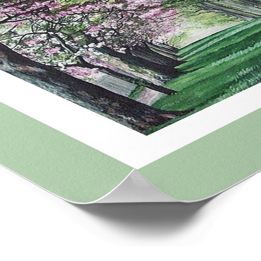 Hübsche Rosa Blüte Edinburgh Landschaft Kunst Poster (Ecke)