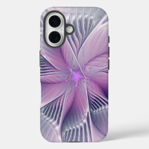 Hübsche rosa Blüten moderne abstrakte Fraktal-Kuns iPhone 16 Hülle