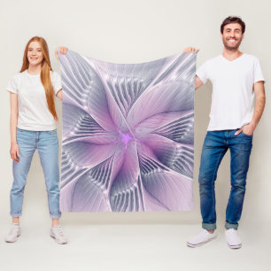 Hübsche rosa Blüten moderne abstrakte Fraktal-Kuns Fleecedecke