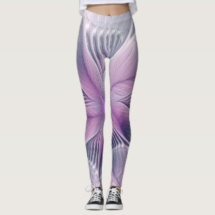 Hübsche rosa Blüten moderne abstrakte Fraktal-Kuns Leggings