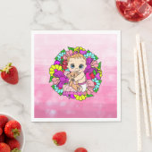 Hübsche Rosa Blütenmädchen Kinderdusche Kaukasier Serviette (Beispiel)