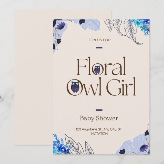 Hübsche Rosa Blütenröschchen Einladung (Vorne/Hinten)