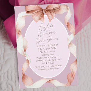 Hübsche rosa Bogen Boutique Baby-Party Einladung