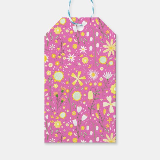 Hübsche rosa Botanische Wildblume Blumenzettel Geschenkanhänger (Vorderseite)