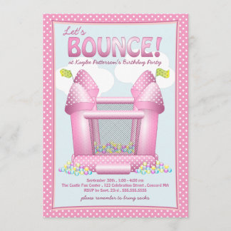 Hübsche rosa Bouncy Haus-Geburtstags-Party Einladung