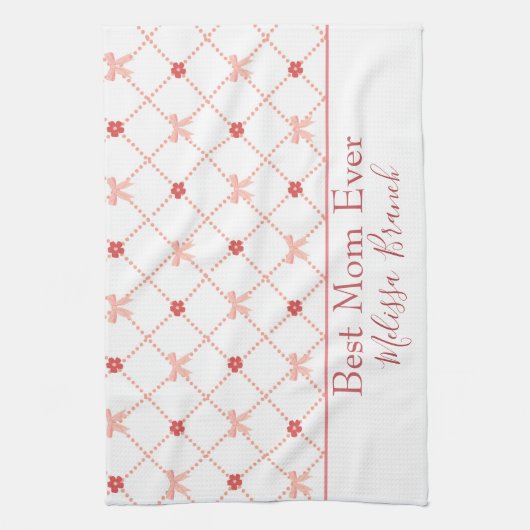 Hübsche rosa Bows Beste Mama je Geschirrtuch (Vertikal)