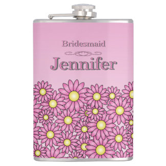 Hübsche Rosa Bridesmaid-Blume Flachmann