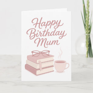 Hübsche rosa Buchliebhaber-Mutter-Geburtstagskarte Karte