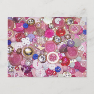 Hübsche Rosa Button Collage Postkarte