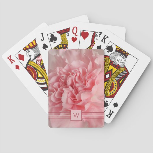 Hübsche rosa Carnation Initials Playing Cards Spielkarten (Rückseite)