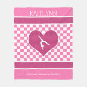 Hübsche rosa Checkered Gymnastik mit Monogramm Fleecedecke (Vorderseite)