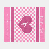 Hübsche rosa Checkered Gymnastik mit Monogramm Fleecedecke (Vorderseite (Horizontal))