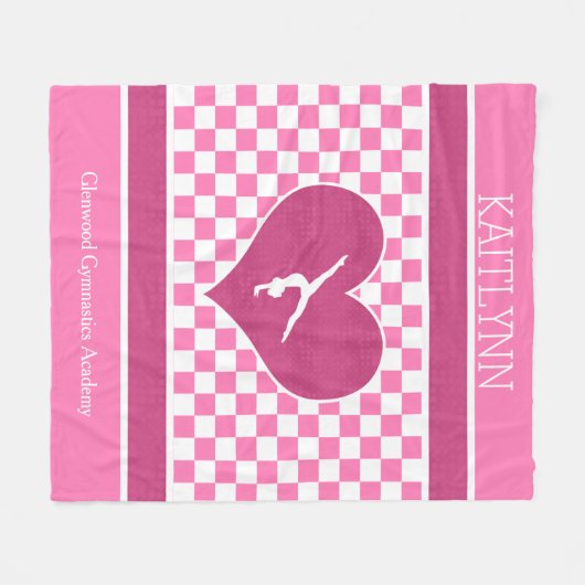 Hübsche rosa Checkered Gymnastik mit Monogramm Fleecedecke (Vorderseite (Horizontal))
