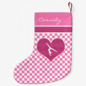 Hübsche rosa Checkered Gymnastik mit Monogramm Kleiner Weihnachtsstrumpf (Rückseite)