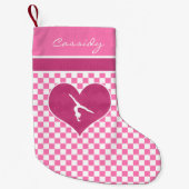 Hübsche rosa Checkered Gymnastik mit Monogramm Kleiner Weihnachtsstrumpf (Vorderseite)