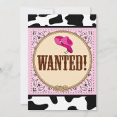 Hübsche rosa Cowgirl-Geburtstags-Party Einladungen (Rückseite)