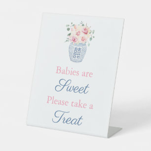 Hübsche Rosa Creme Rose Kinderdusche Gefallen Tisc Sockelschild
