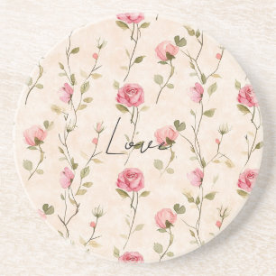 Hübsche rosa cremefarbene Rosen Blumen Braut Dusch Getränkeuntersetzer
