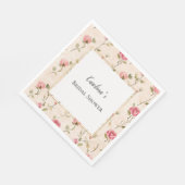 Hübsche rosa cremefarbene Rosen Blumen Brautdusche Serviette (Ecke)