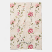 Hübsche rosa cremefarbene Rosen Blumen Geschirrtuch (Vertikal)