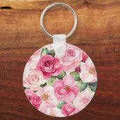 Hübsche rosa cremefarbene Rosen Blumenliebe Schlüsselanhänger (Rückseite)