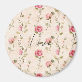 Hübsche rosa cremefarbene Rosen Blumige Liebe Magnet (Vorne)