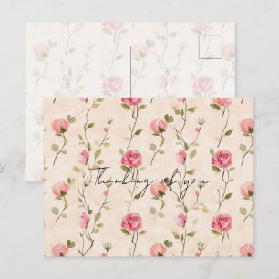 Hübsche rosa cremefarbene Rosen Floral Zum Gedenke Postkarte