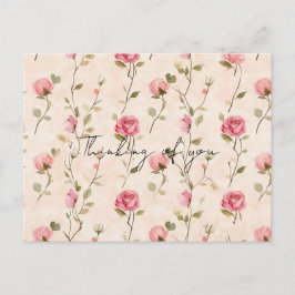 Hübsche rosa cremefarbene Rosen Floral Zum Gedenke Postkarte