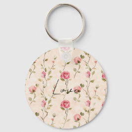 Hübsche rosa cremefarbene Rosen Florale Liebe Schlüsselanhänger