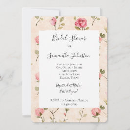 Hübsche rosa cremige Rosen Floral Brautparty Einladung