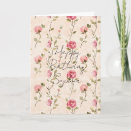 Hübsche rosa cremige Rosen Floral Geburtstag Karte