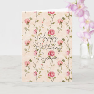 Hübsche rosa cremige Rosen Floral Geburtstag Karte