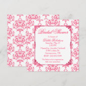 Hübsche Rosa Damask Braun-Dusche Einladung (Vorne/Hinten)