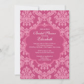 Hübsche Rosa Damask Brautdusche Einladung (Vorderseite)