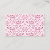 Hübsche rosa Damastgeschäftskarte Visitenkarte (Rückseite)