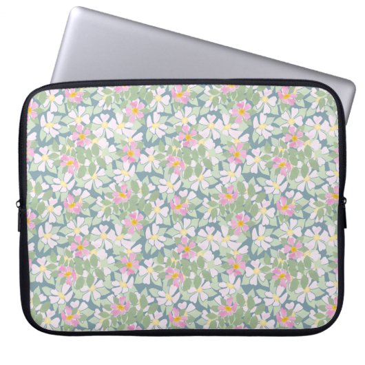 Hübsche rosa Dogros am dunkelblauen Laptop-Sieb Laptopschutzhülle (Vorderseite)