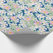 Hübsche rosa Dogros auf blauem Wrapping Paper Geschenkpapier (Ecke)