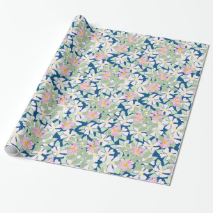 Hübsche rosa Dogros auf blauem Wrapping Paper Geschenkpapier